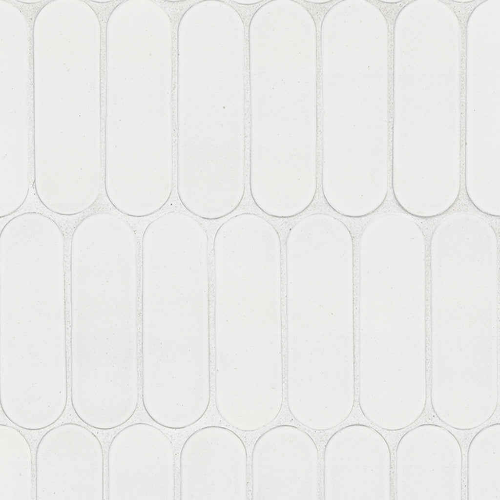 Bianco Glossy Ellipse Recycled Glass Mosaic — clean product view — color Ellipse