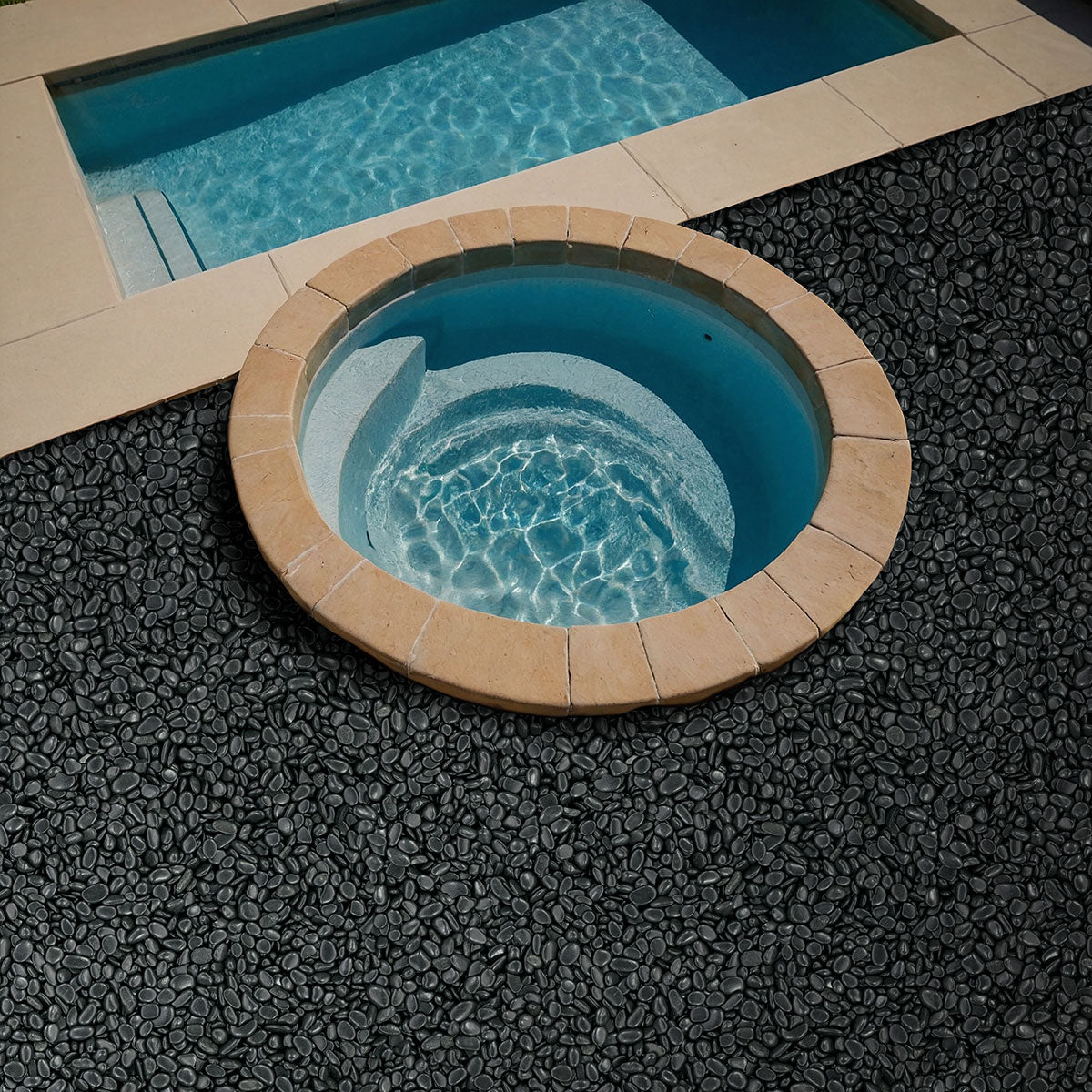 Black Landscape Pebbles - installed example (representative)