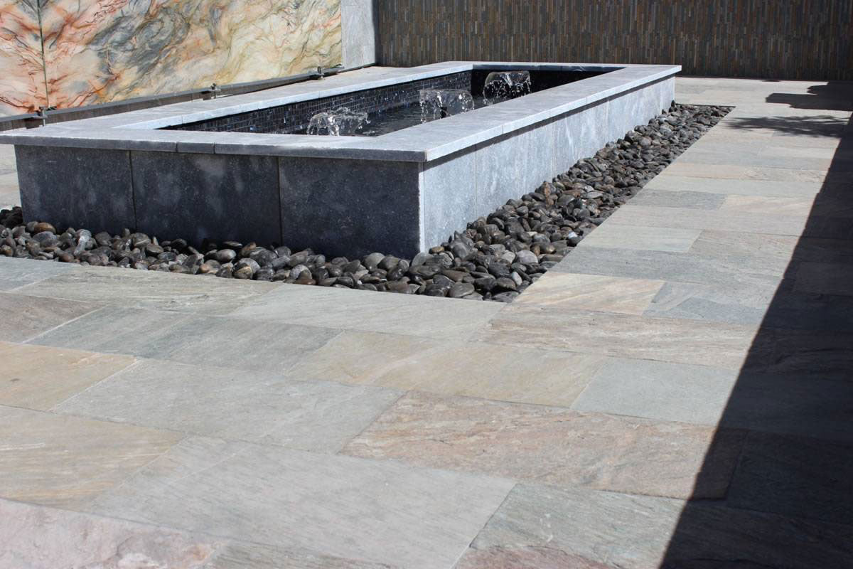 Atlantic Blue Natural Stone Paver - installed example (representative)