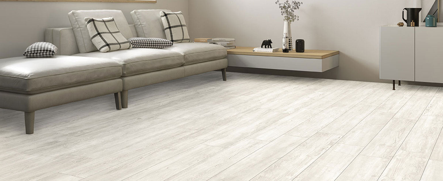 Caldera Wood-Look Porcelain Tile installed room scene