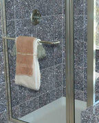 Blue Pearl Granite Tile — installed room view — color Blue, dark gray and beige