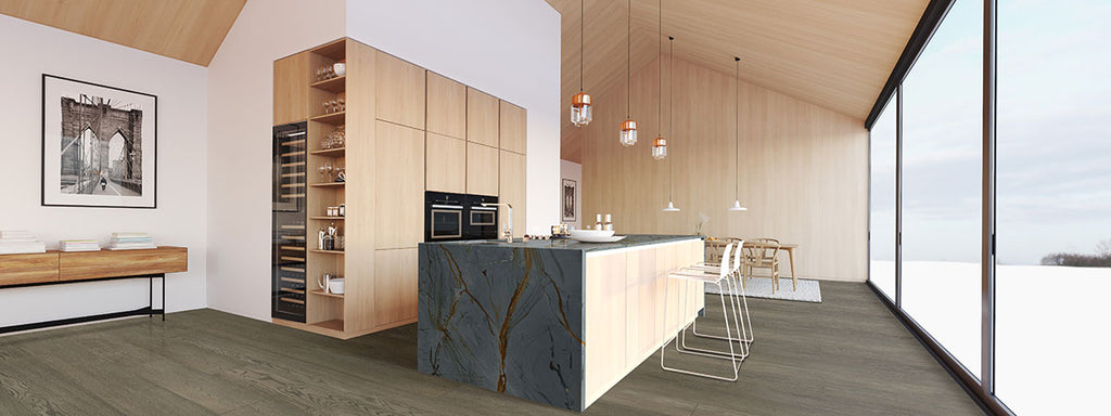 Blue Roma Quartzite Slab — room scene