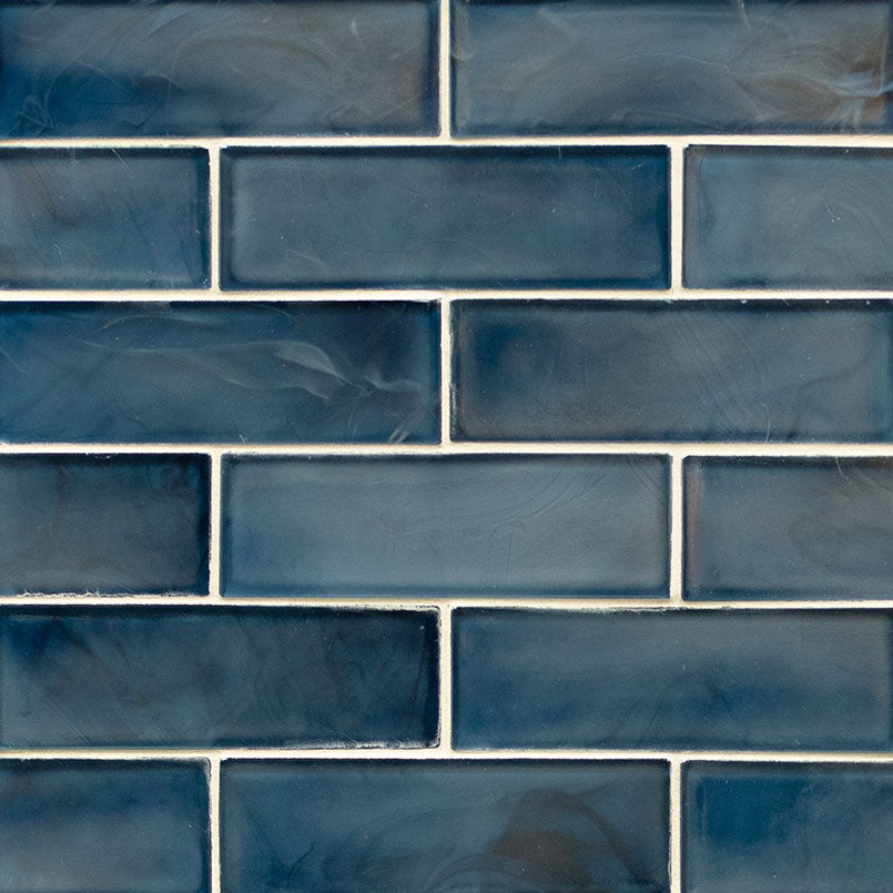 Blue Shimmer 2x6 Glass Subway Tile — clean product view — color Shimmer