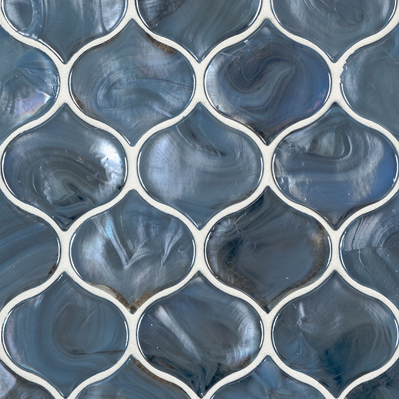 Blue Shimmer Arabesque Glass Mosaic — clean product view — color Shimmer