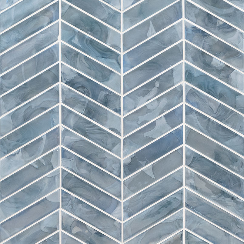 Blue Shimmer Chevron Glass Mosaic — clean product view — color Shimmer