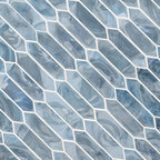Blue Shimmer Picket Glass Mosaic — isometric scale view — color Shimmer