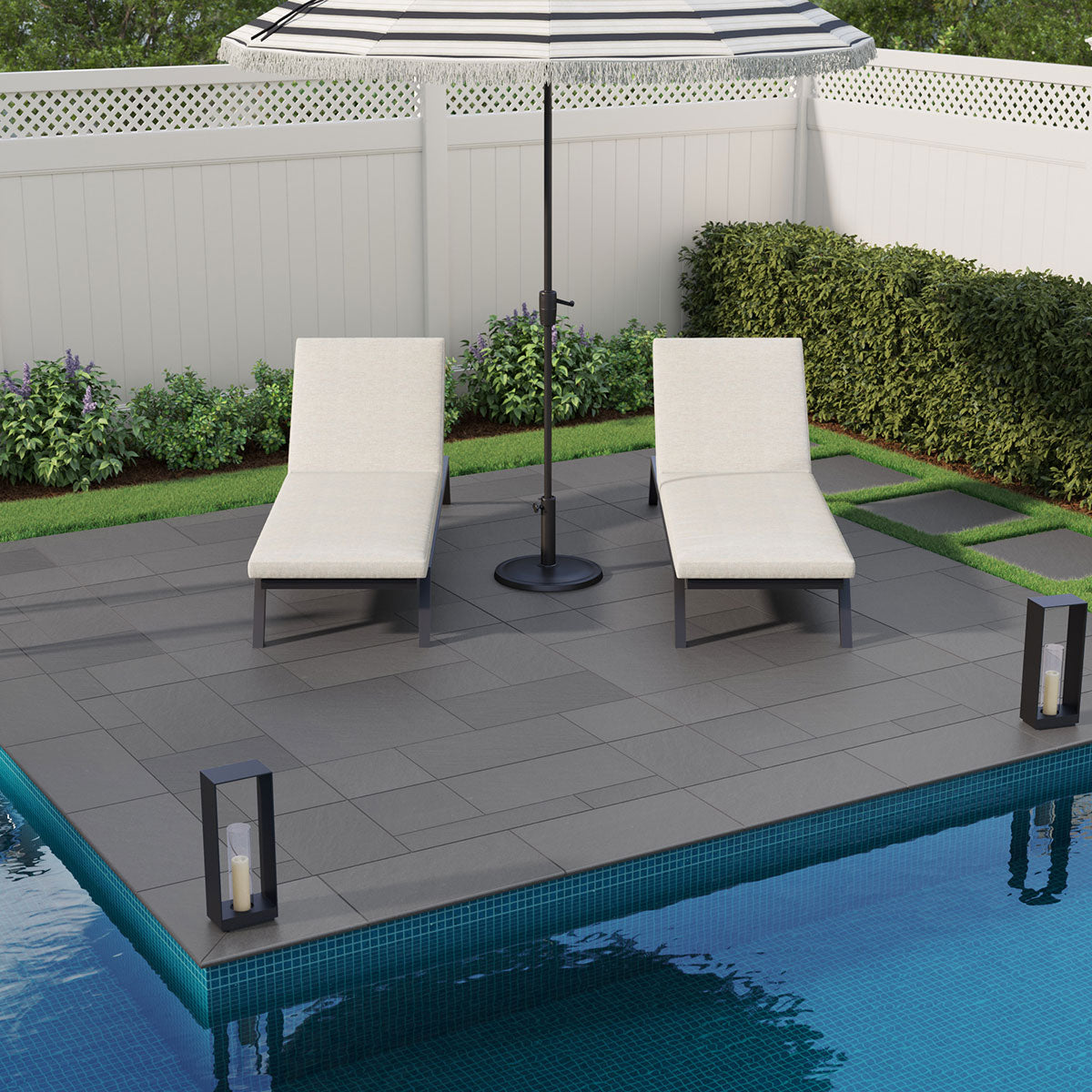 Blue Stone Porcelain Paver - installed example (representative)