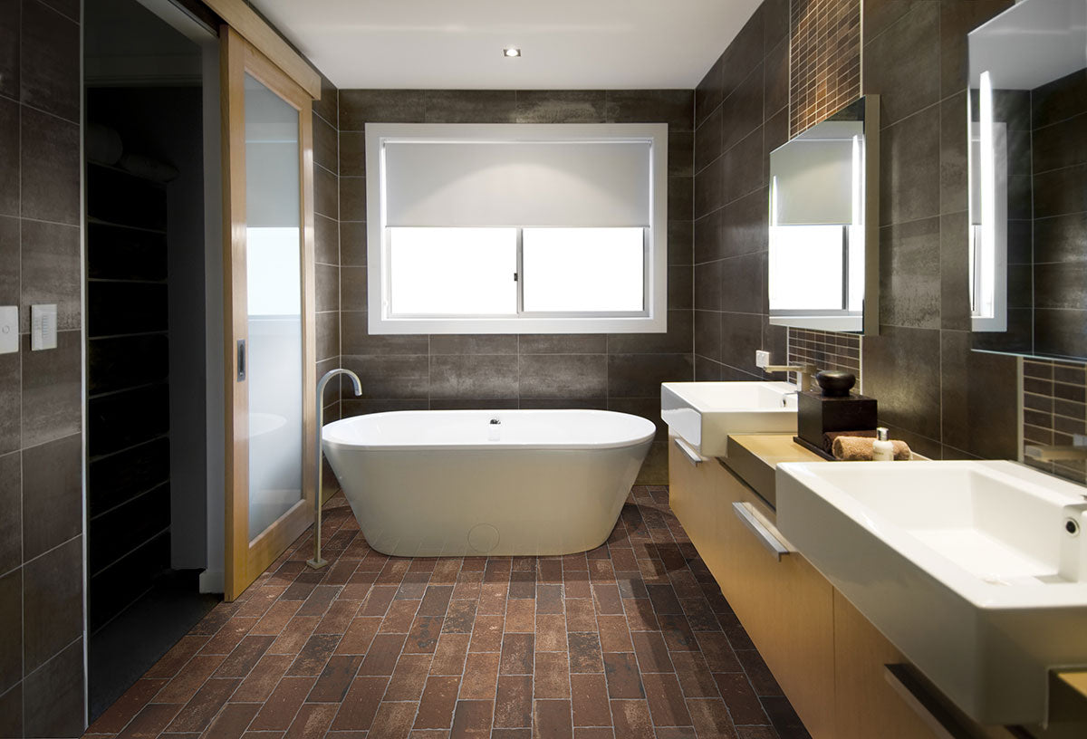 Brickstone Porcelain Brick Tile — installed room view — color Red