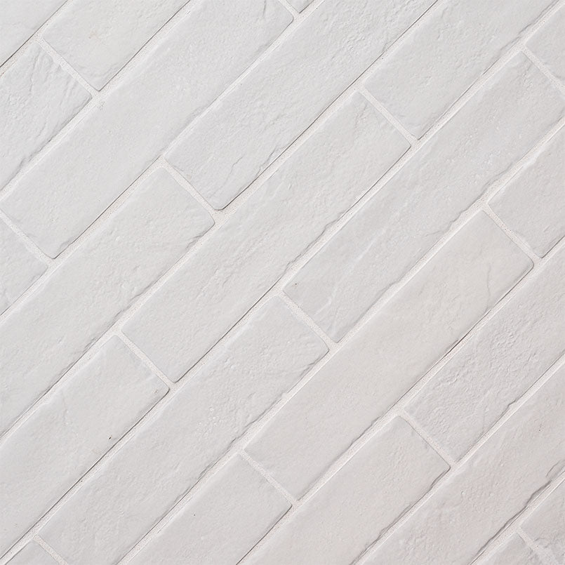 Brickstone Porcelain Brick Tile — isometric scale view — color White, size 2x10