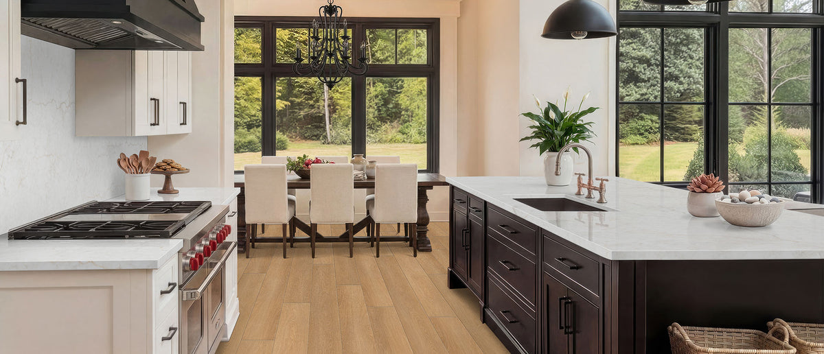 Calacatta Belaros countertop room inspiration; installation shown is illustrative