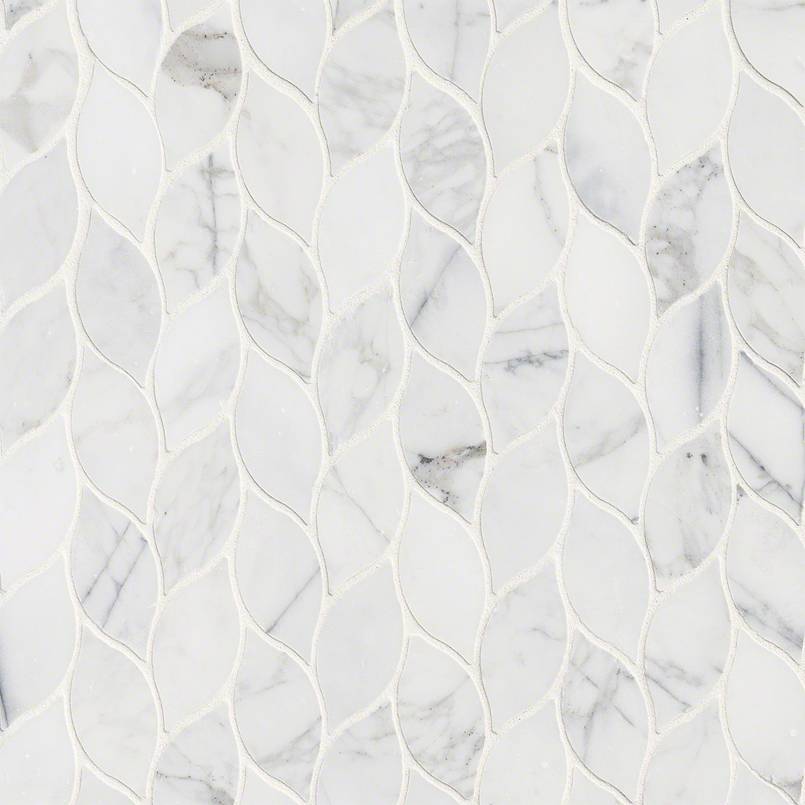 Calacatta Blanco Pattern Polished Marble Mosaic — clean product view — color White-cool with bold gray veining