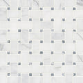 Calacatta Cressa Basketweave Honed Marble Mosaic — clean product view — color White-cool with soft gray veining