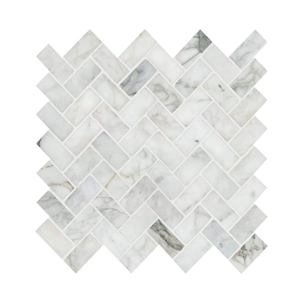 Calacatta Cressa Herringbone Honed Marble Mosaic — clean product view