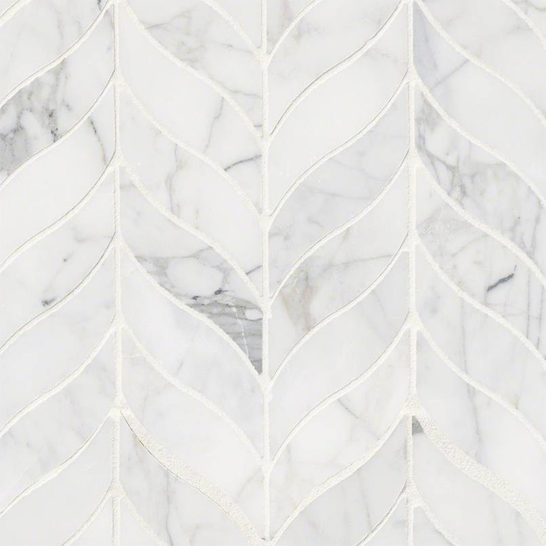 Calacatta Cressa Leaf Pattern Honed Marble Mosaic — clean product view