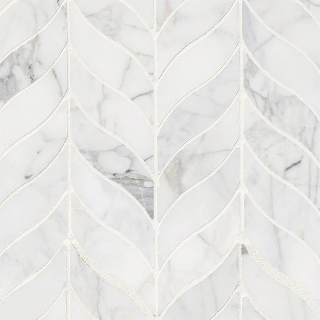 Calacatta Cressa Leaf Pattern Honed Marble Mosaic — additional product image