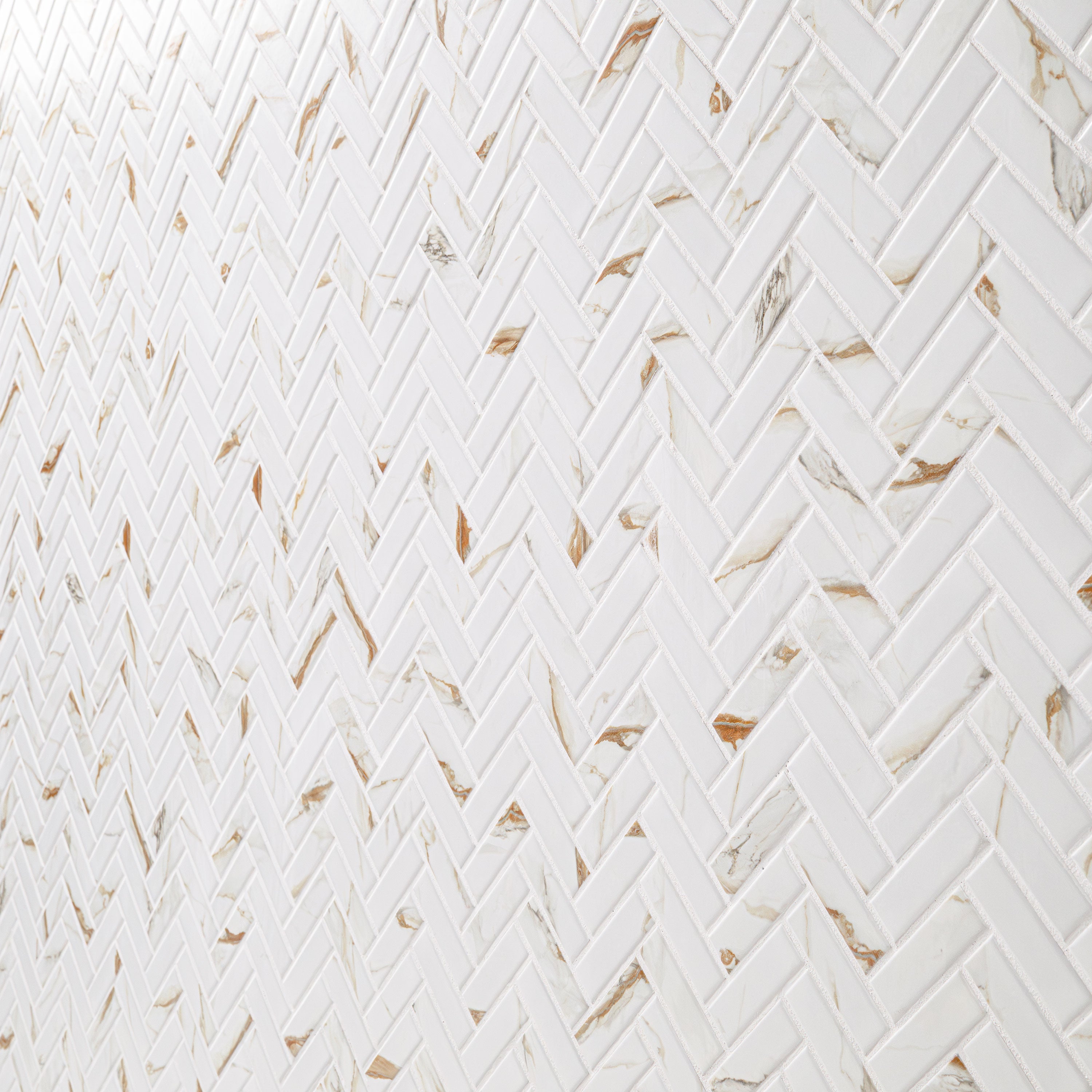 Calacatta Gold Matte Porcelain Wall Tile — isometric scale view — color Gold, size 1x3