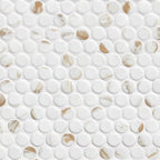 Calacatta Gold Matte Round Porcelain Mosaic — clean product view
