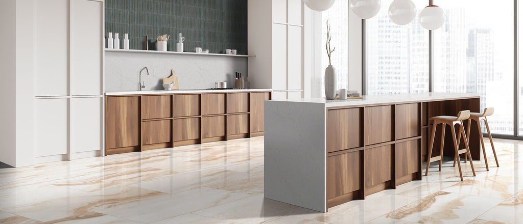 Calacatta Karmelo quartz — room scene