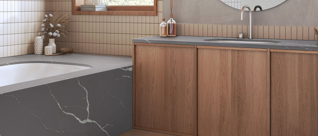 Calacatta Laza Grigio quartz — room scene