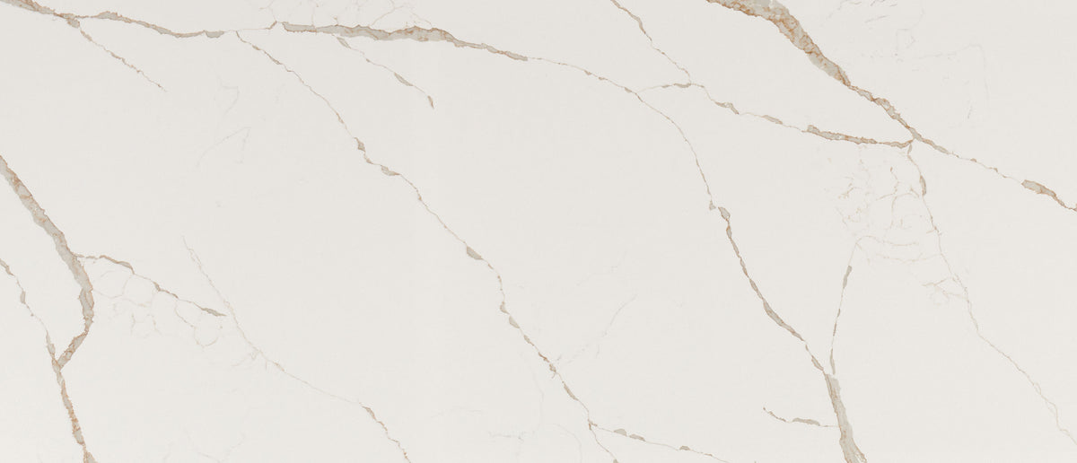 Calacatta Laza Oro quartz — close up