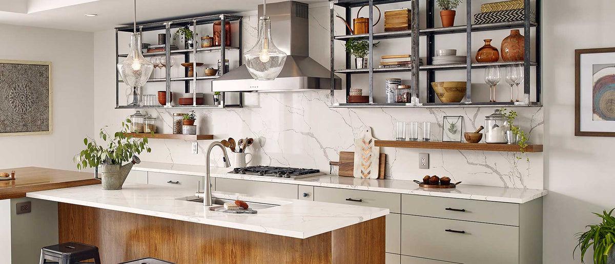Calacatta Laza quartz — room scene