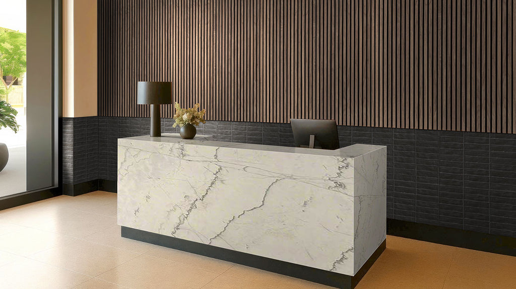 Calacatta Macaubas Quartzite Slab — room scene