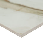 Regallo 3x24 Matte and Polished Porcelain Bullnose — close-up texture view — color Calacatta Marbella