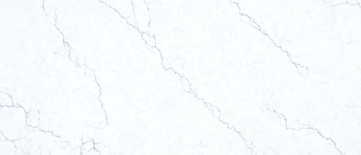 Calacatta Miraggio Cielo quartz — close up