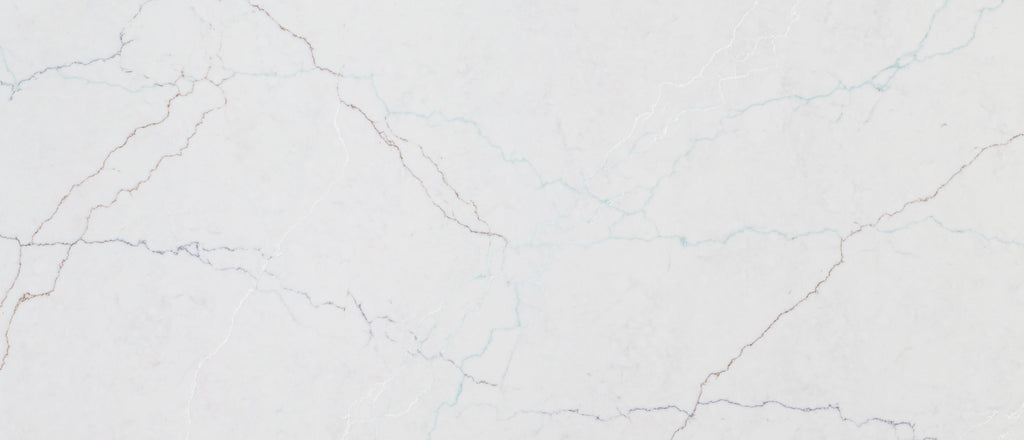Calacatta Miraggio Seaglass quartz — close up