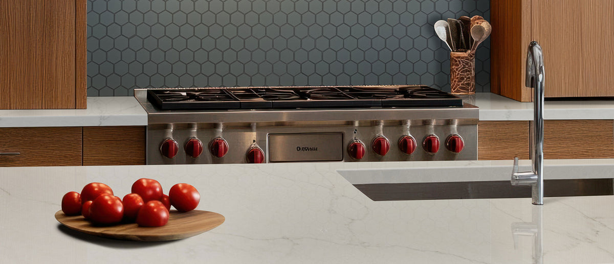 Calacatta Monaco quartz — room scene