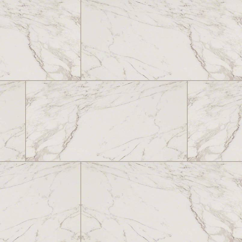 Pietra Matte and Polished Marble-Look Porcelain Tile — clean product view — color Calacatta