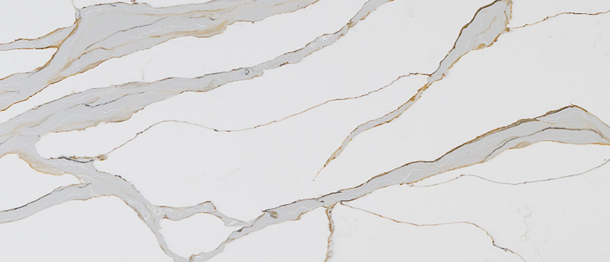 Calacatta Solessio quartz — close up