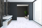 Trecento 12x24 5mm Stone-Look Rigid-Core Luxury Vinyl Tile — installed room view — color Calacatta Legend