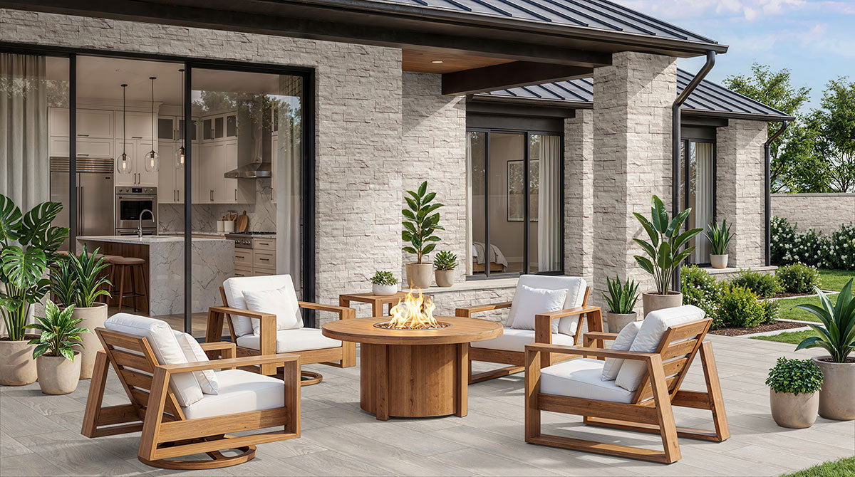Caldera Wood-Look Porcelain Tile — installed room view — color Grigia