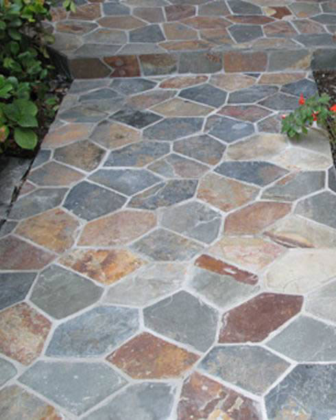 California Gold Mesh-Mounted Flagstone - installed example (representative)