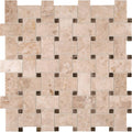 Crema Cappuccino Basketweave Polished Marble Mosaic product view