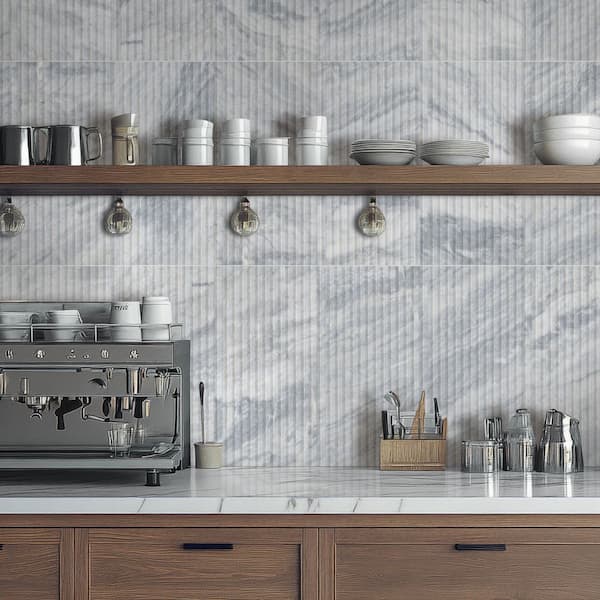 Capri Blue Valentino Fluto 12x24 Honed Fluted Marble Wall Tile product view