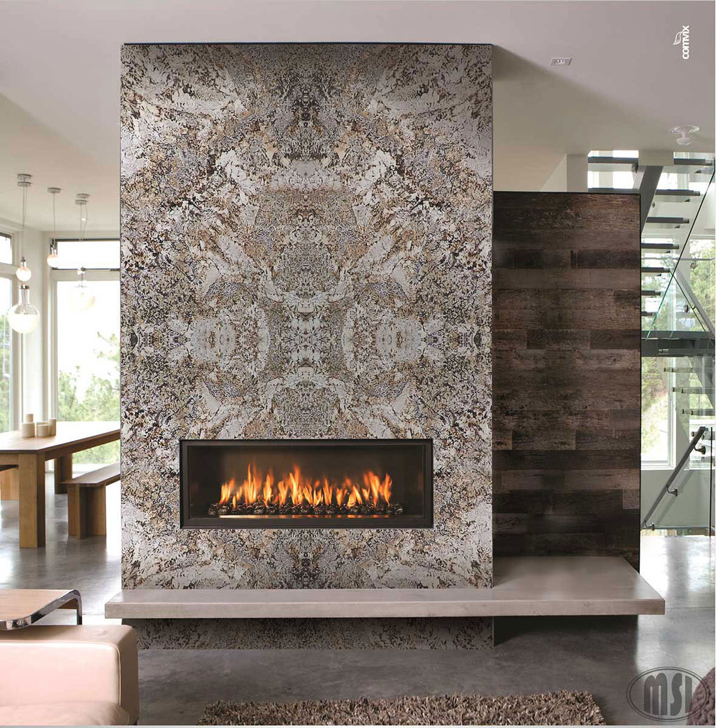Caravelas Gold Granite Slab — room scene