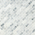 Carrara Classique Brick 1x2 Honed Marble Mosaic — isometric scale view — color Classique
