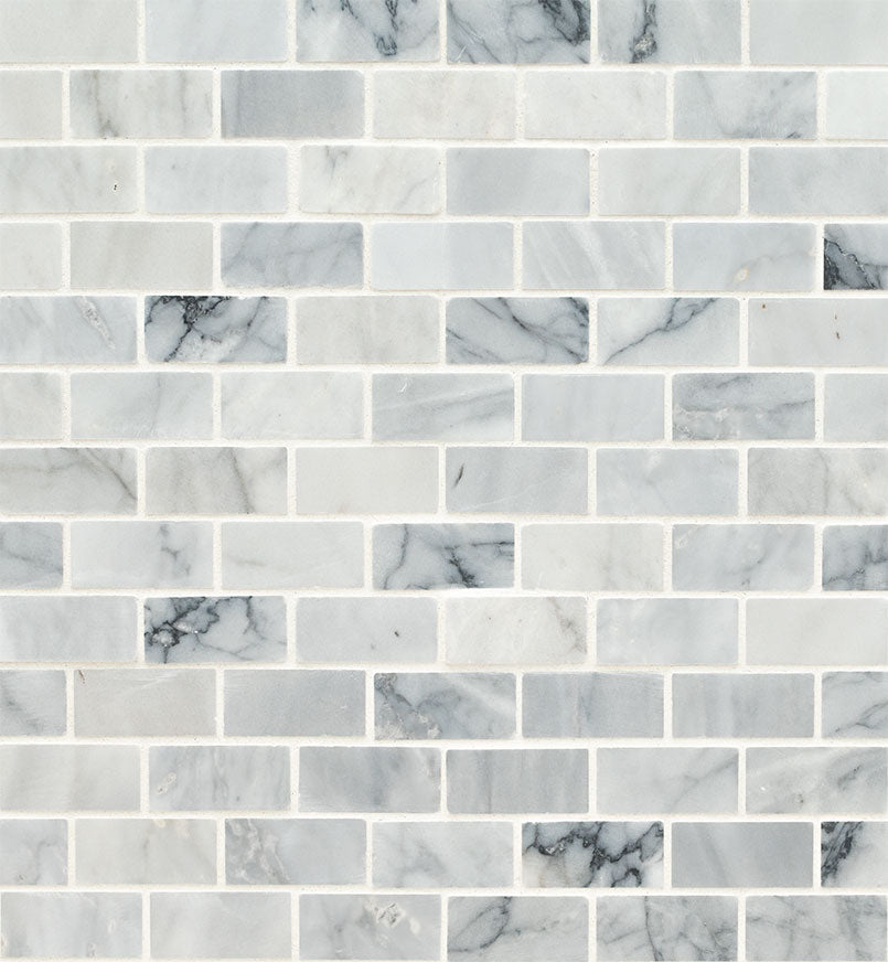 Carrara Classique Brick 1x2 Honed Marble Mosaic — clean product view — color Classique