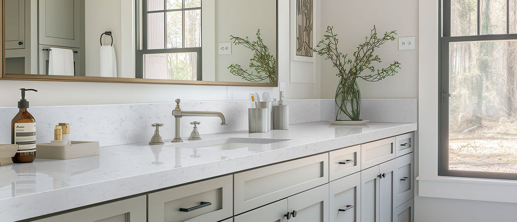 Carrara Lumos quartz — room scene