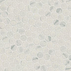 Carrara Matte Penny Round Porcelain Mosaic — isometric scale view