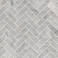 Carrara White Herringbone Marble Mosaic — clean product view — color White-cool with gray veining