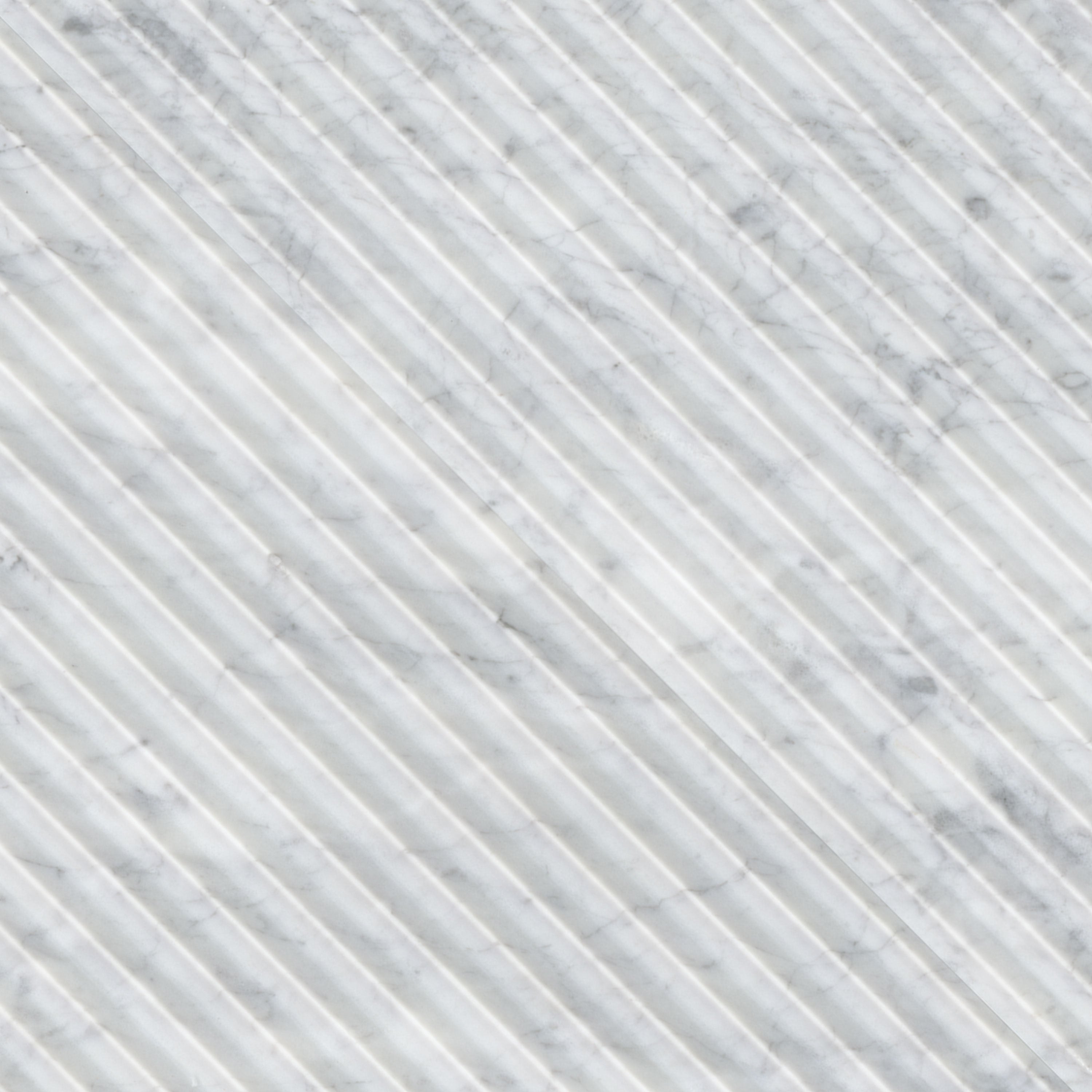Carrara White Valentino Fluto 12x24 Honed Fluted Marble Wall Tile — isometric scale view