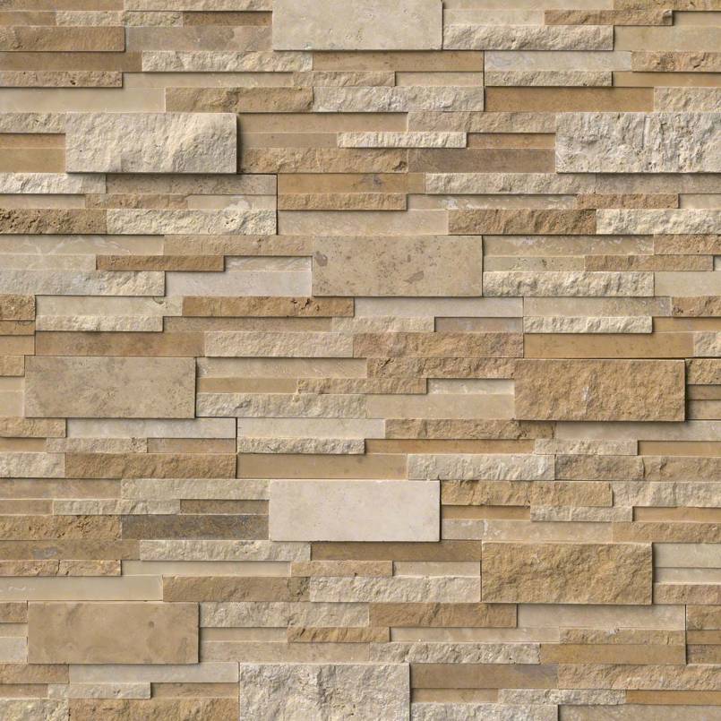 Rockmount 3D Natural-Stone Stacked Stone Panel — close-up texture view — color Casa Blend Multi Finish Panel