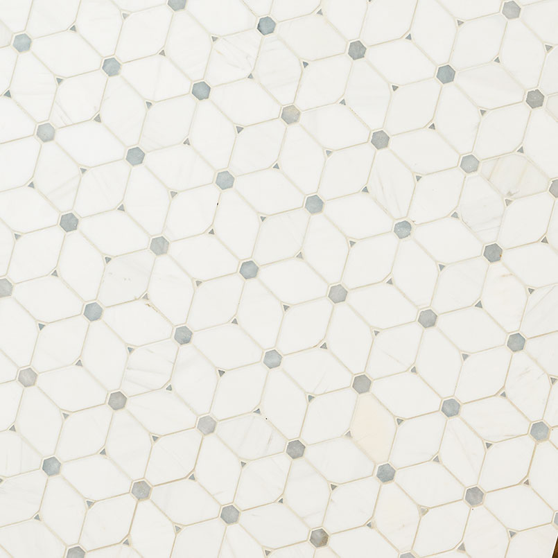 Cecily Grigio Polished Marble Mosaic — isometric scale view — color Grigio