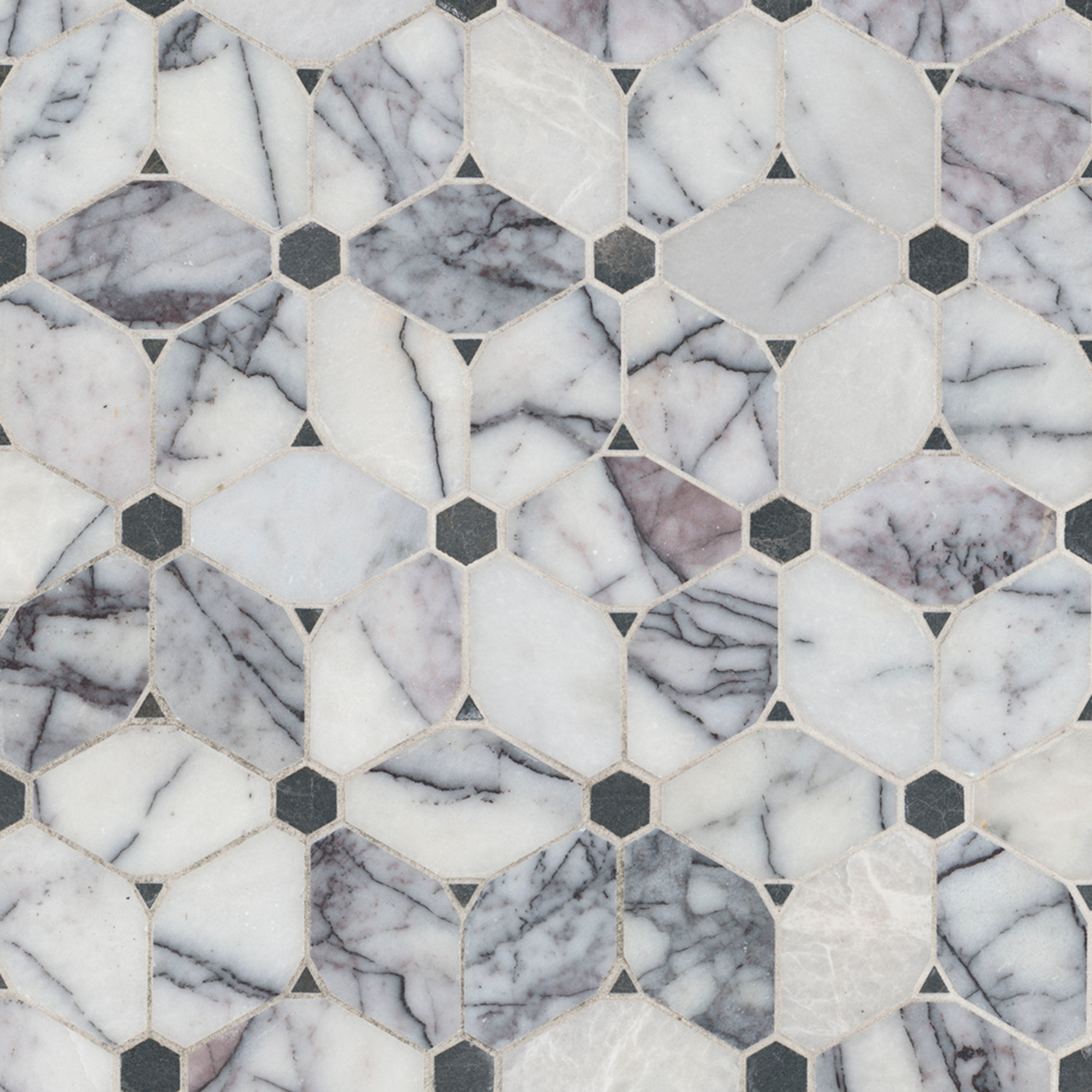 Cecily Lilac Polished Marble Mosaic — clean product view — color Lilac
