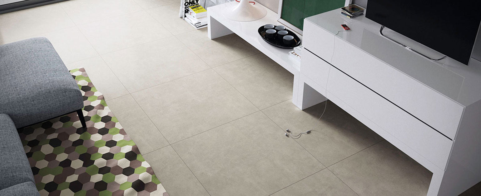 Monza Marbello 35x35 Matte and Polished Porcelain Tile — installed room view