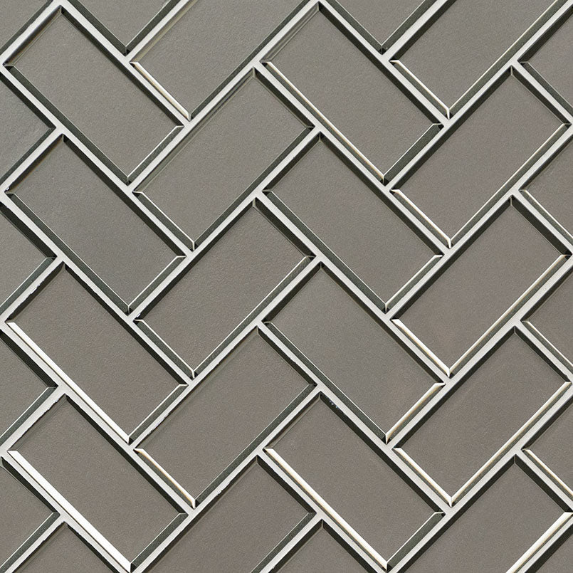 Champagne Bevel Herringbone Crystallized Glass Mosaic — clean product view — color Bevel