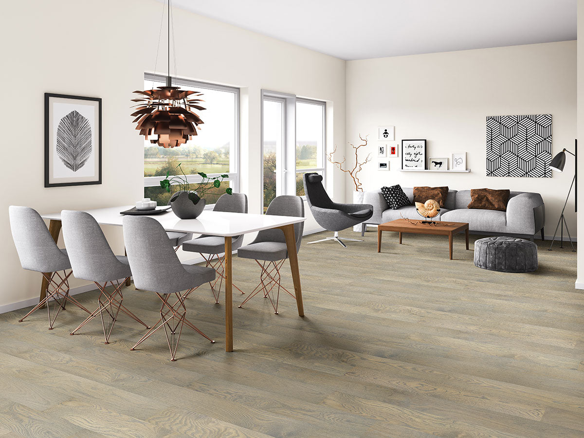 Woodhills 6.5x48 Waterproof Wood Flooring — installed room view — color Chestnut Heights Oak